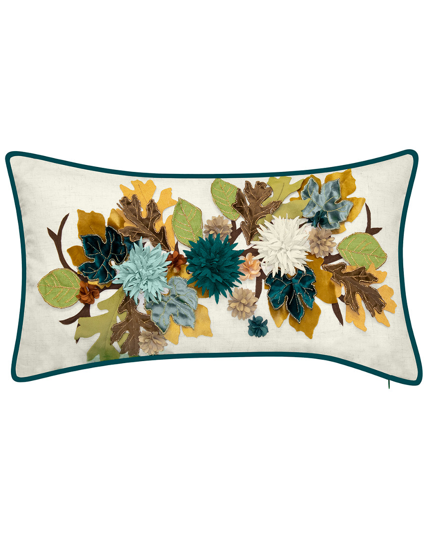 Edie Home Harvest Dimensional Leaves Lumbar Decorative Pillow In Mineral