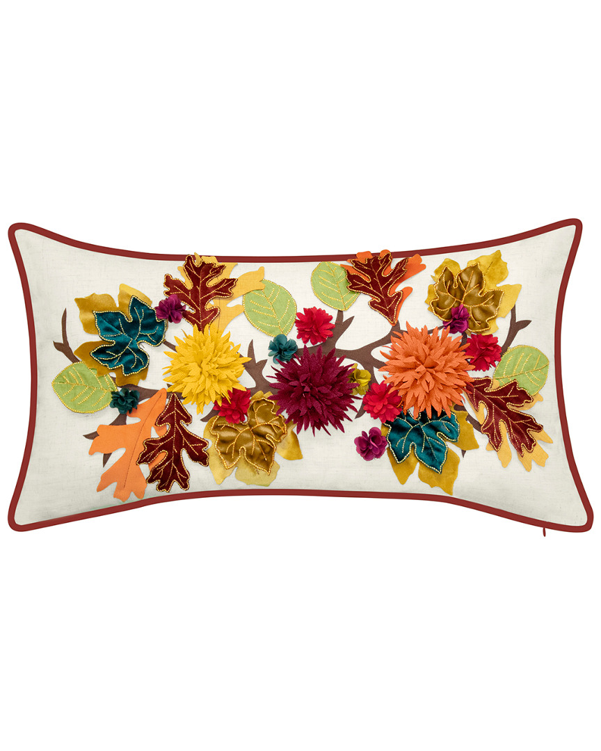 Edie Home Harvest Dimensional Leaves Lumbar Decorative Pillow