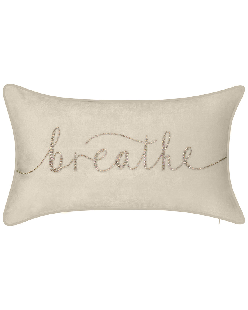 Edie Home Edie@home Celebrations Breathe Beaded & Embroidered Velvet Decorative Pillow In Sand