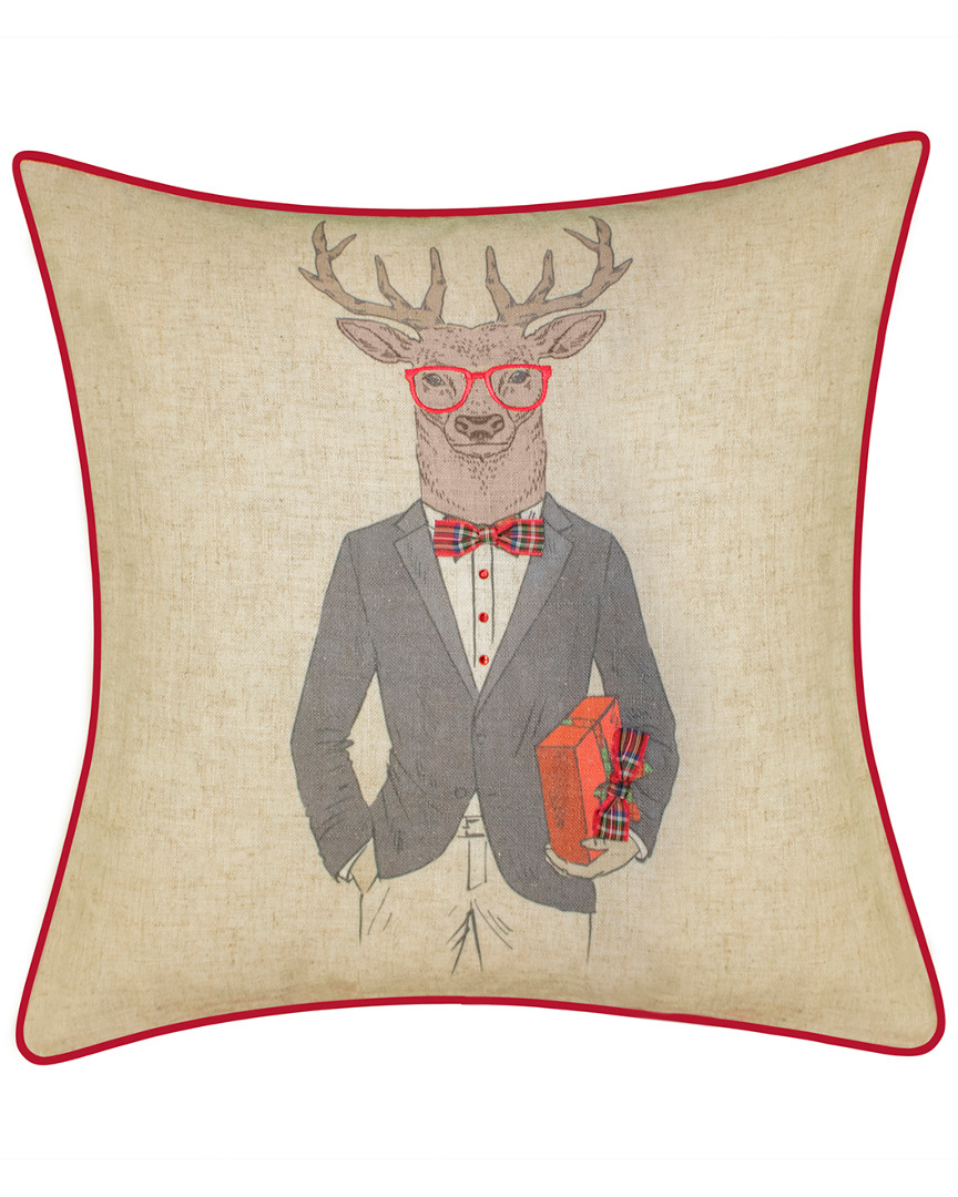 Edie Home Holiday Christmas Plaid Reindeer Boyfriend Decorative Pillow In Multi