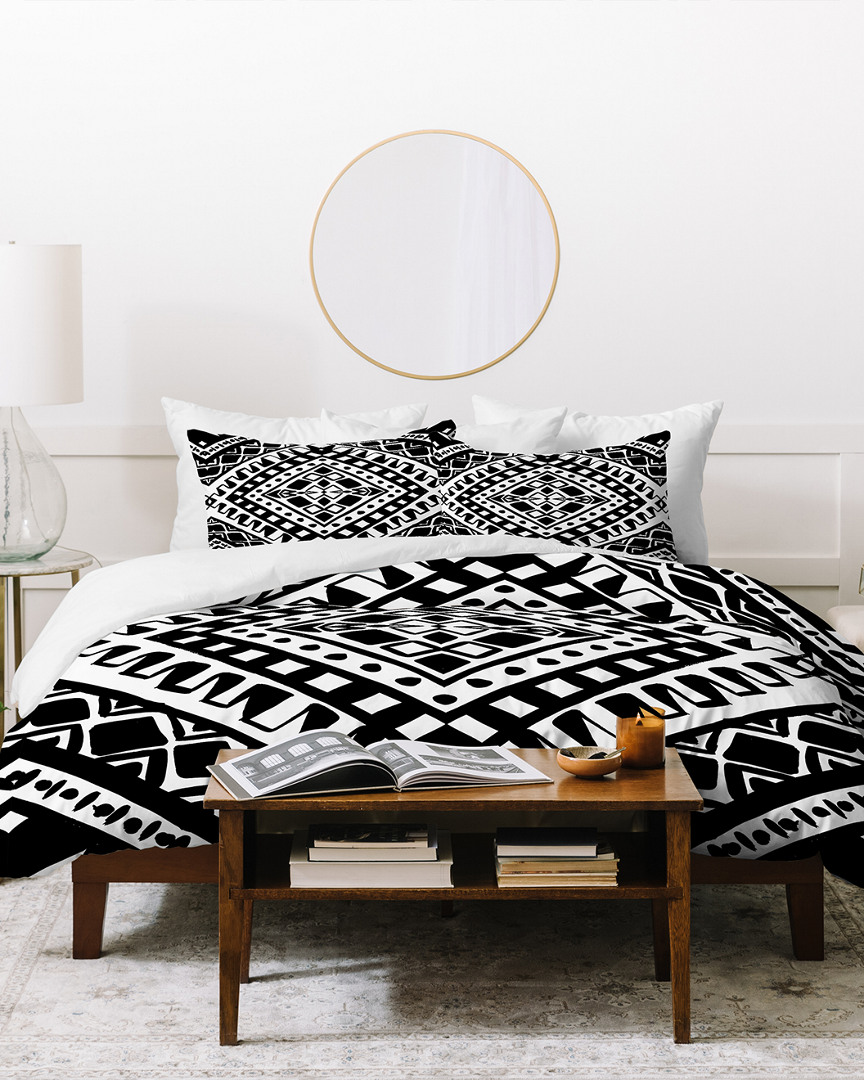 Deny Designs Amy Sia Tribe Black And White 2 Duvet Cover Set