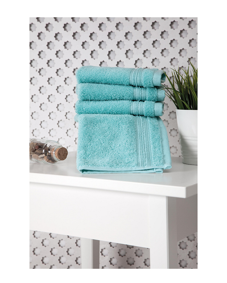 Ozan Premium Home Cascade Washcloths Set Of 4 In Aqua