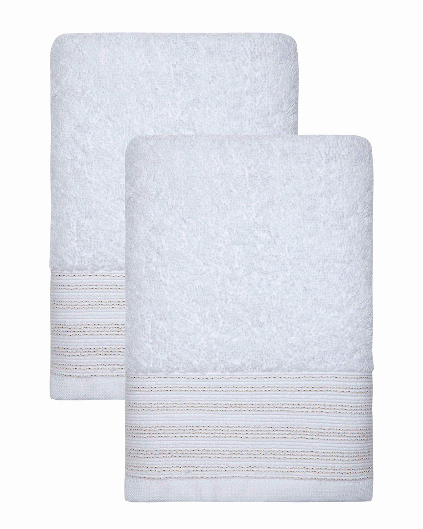 Ozan Premium Home Glitter 2pc Hand Towel In White