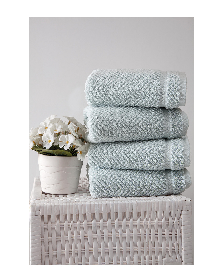 Shop Ozan Premium Home Maui Hand Towels Set Of 4 In Aqua