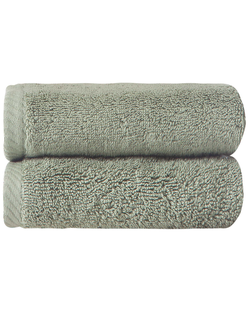 Ozan Premium Home Opulence Hand Towels Set Of 2 In Olive