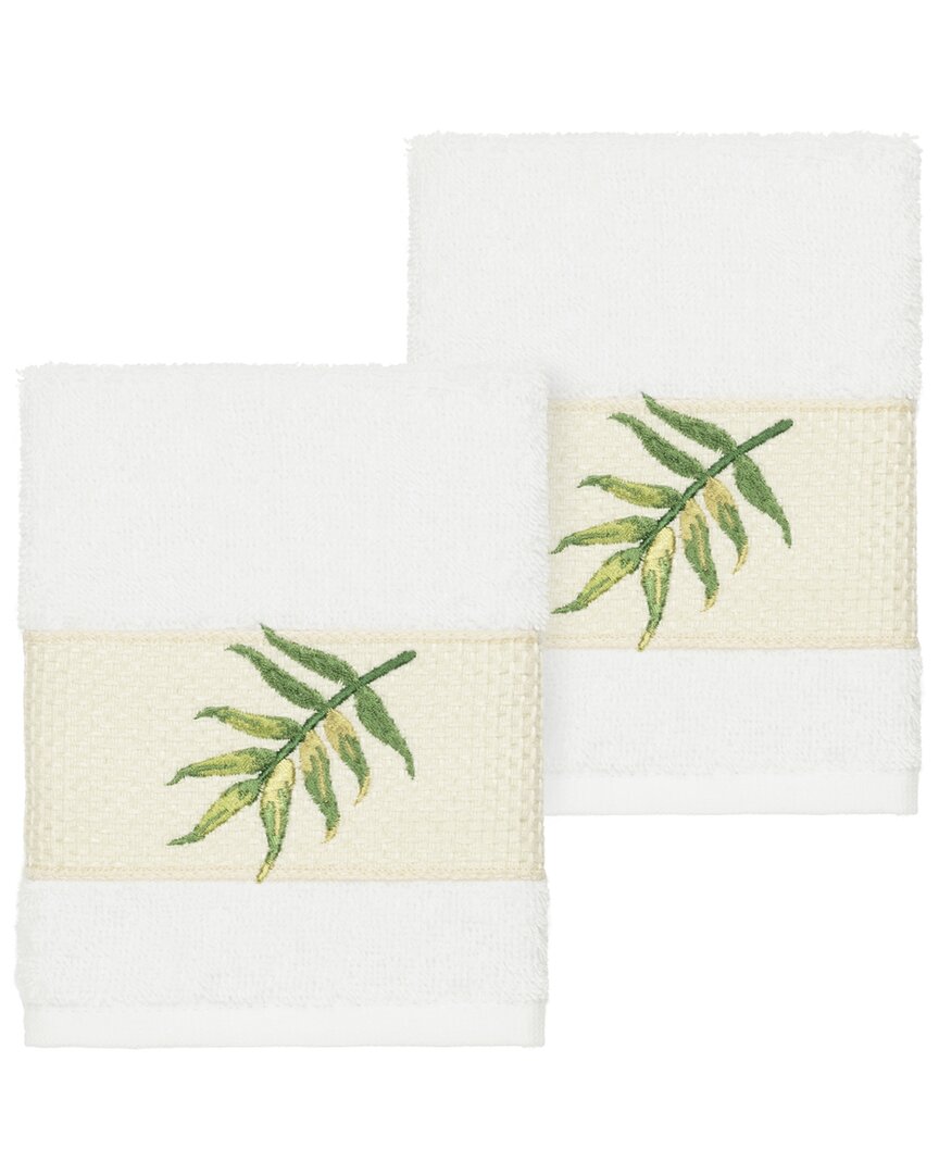 Linum Home Textiles Zoe Turkish Cotton 2pc Embellished Washcloth Set