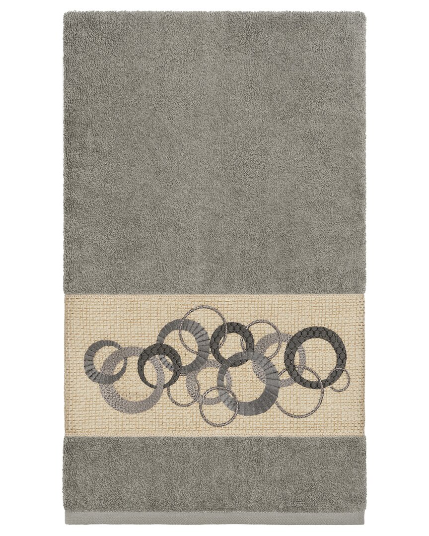 Linum Home Textiles Turkish Cotton Annabelle Embellished Bath Towel In Grey