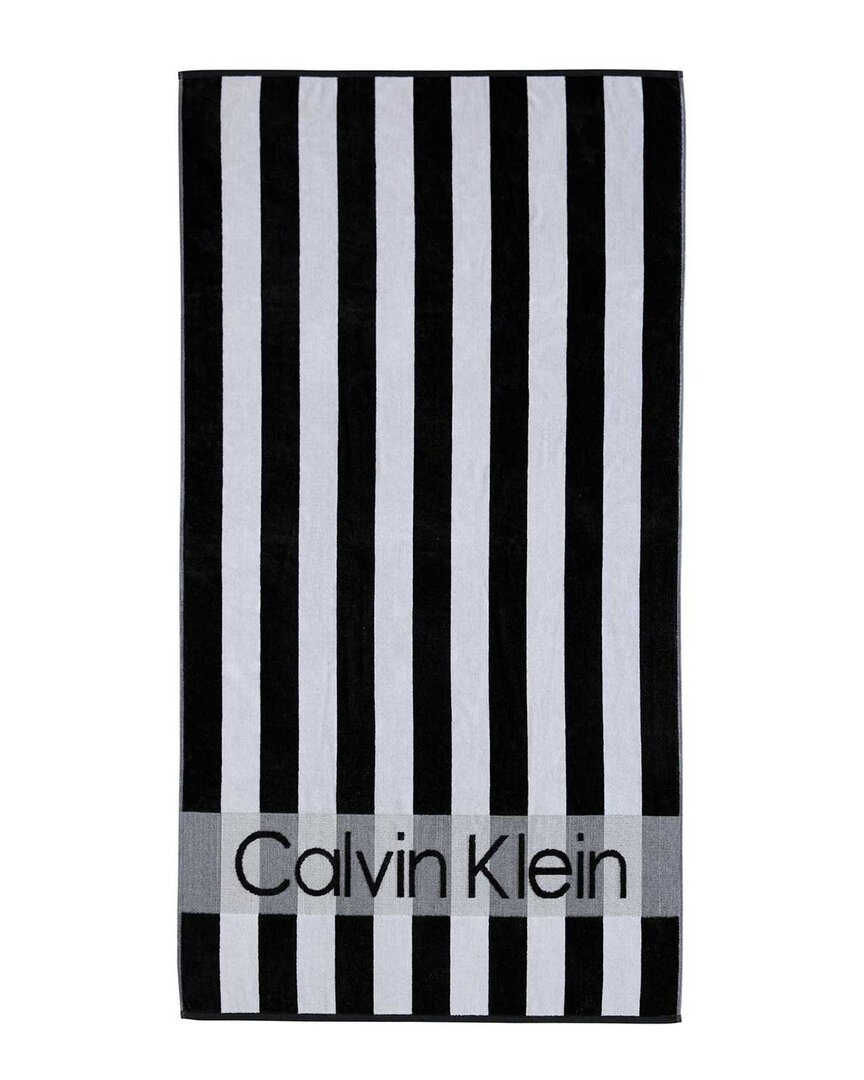 Calvin Klein Beach Stripe Logo 2-ply Velour Beach Towel Set