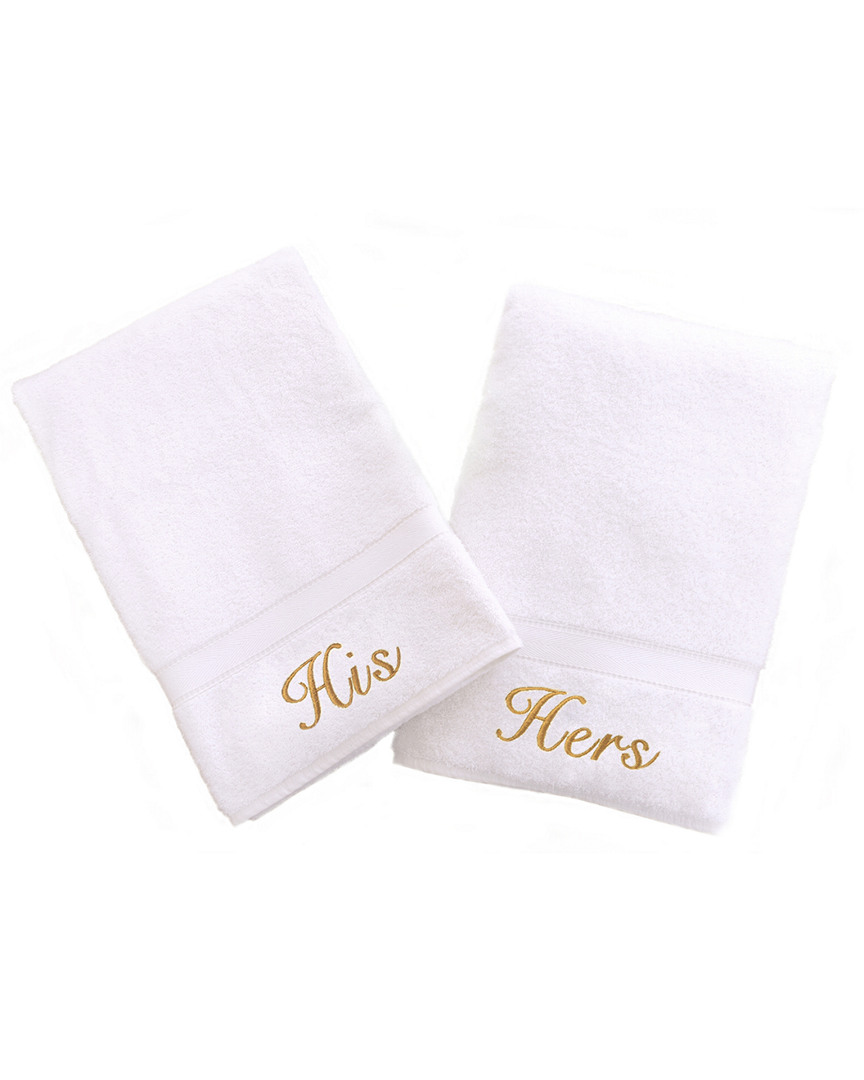 Linum Home Textiles His And Hers 2pc Hand Towel Set In White