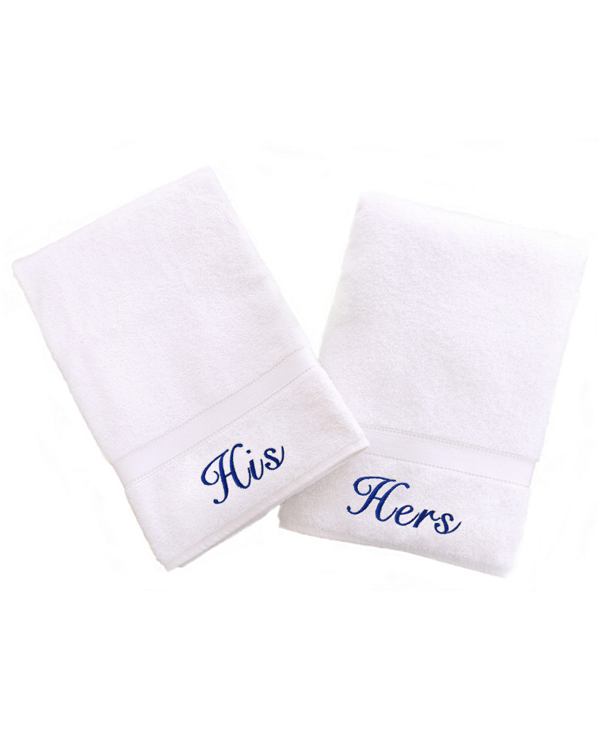 Linum Home Textiles His And Hers 2pc Hand Towel Set In White