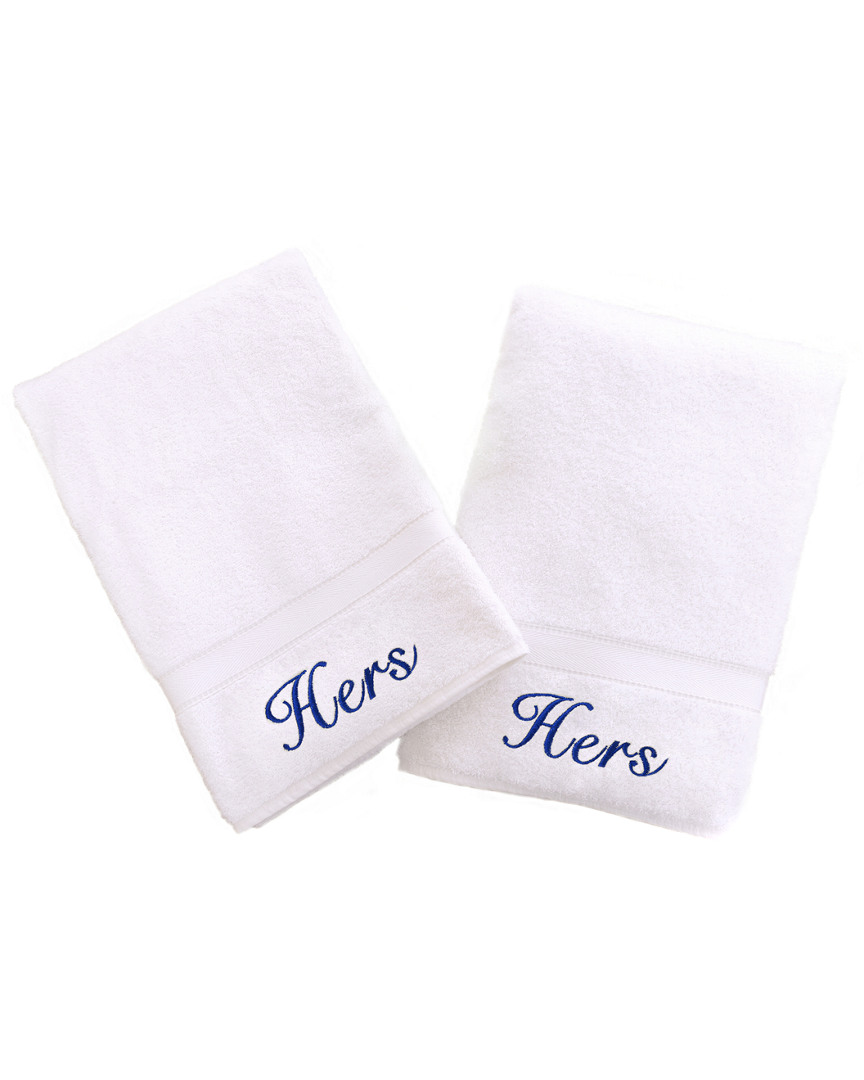 Linum Home Textiles Hers And Hers 2pc Hand Towel Set In White