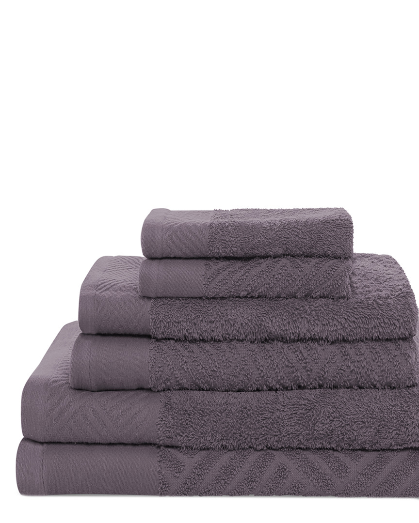 Superior Basketweave Jacquard And Solid 6pc Towel Set