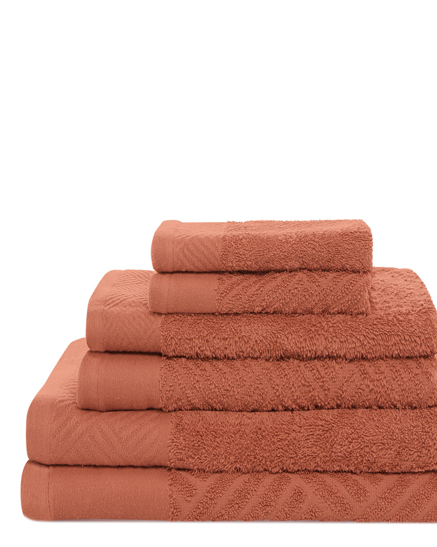 Superior Basketweave Jacquard And Solid 6pc Egyptian Cotton Towel Set