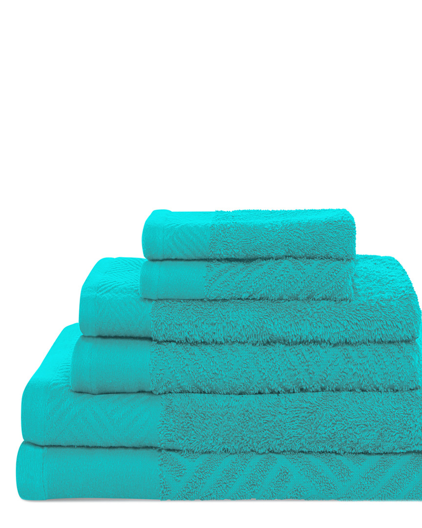 Superior Basket Weave Jacquard And Solid 6pc Towel Set