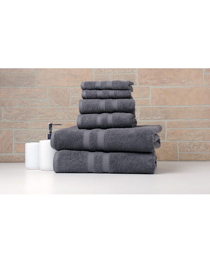 Bibb Home 6pc Egyptian Cotton Towel Set In Gray