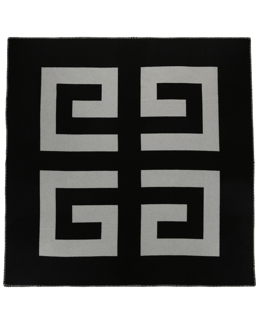 Givenchy Black Logo Cashmere & Wool Woven Blanket