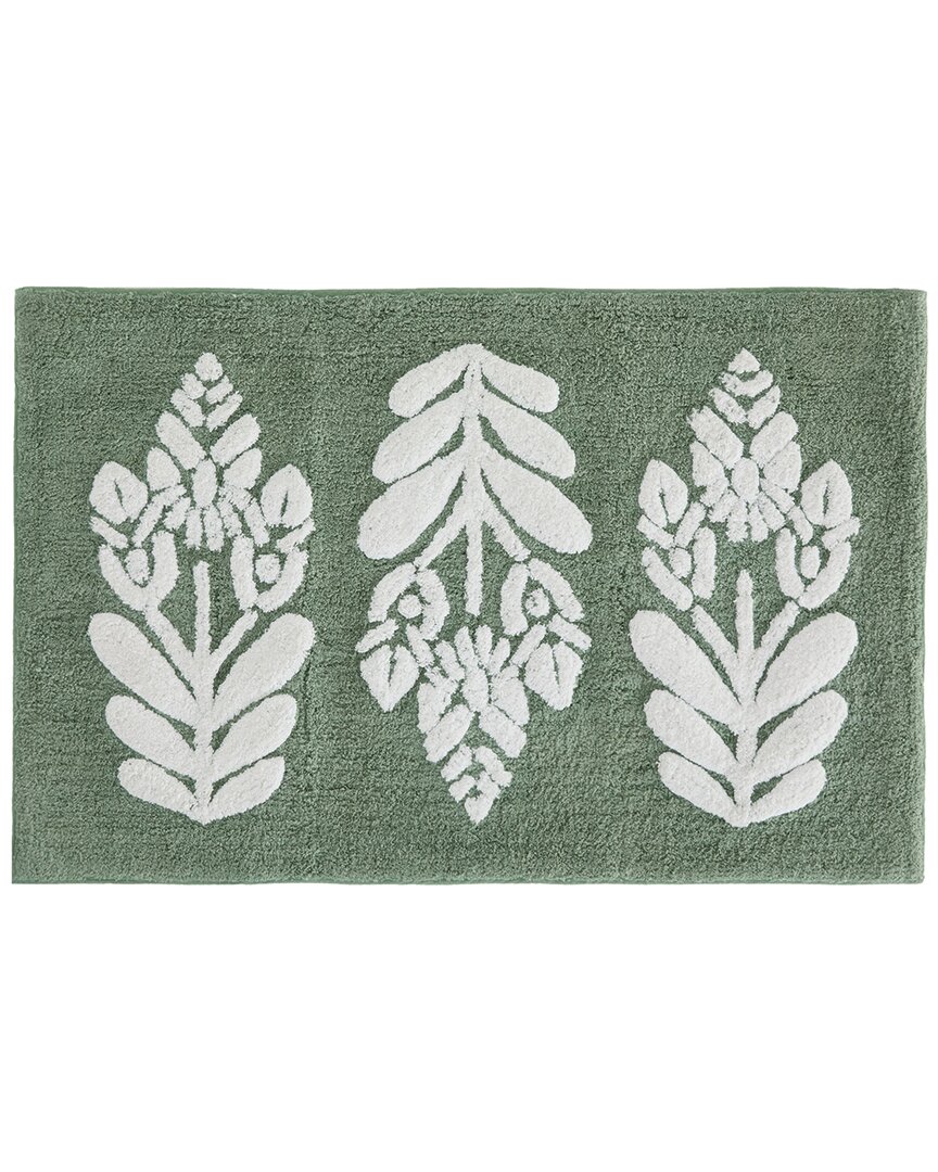 Home Collection Cotton Bath Mat In Folk Leaves