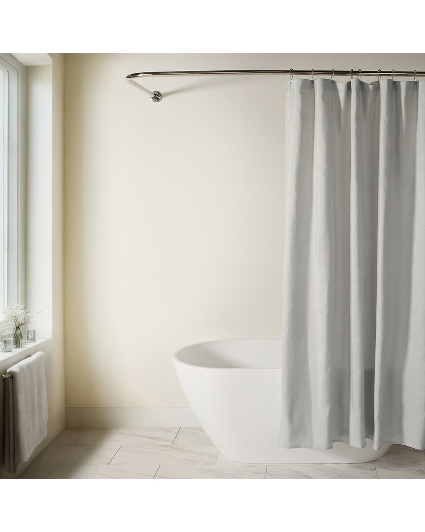 Home Collection Linen-look Textured Woven Shower Curtain In Multi