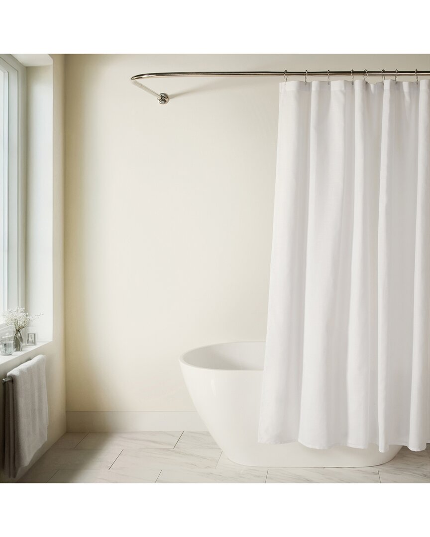 Home Collection Linen-look Textured Woven Shower Curtain In Multi