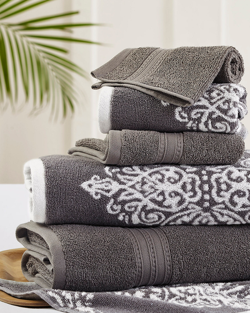 Modern Threads 6pc Reversible Yarn Dyed Artesia Jacquard Towel Set
