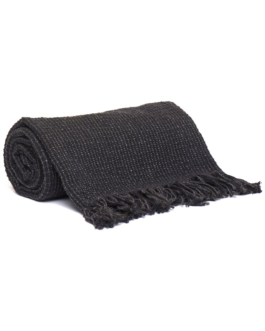 Harkaari Square Stitch Pattern Throw With Fridge Ends In Black