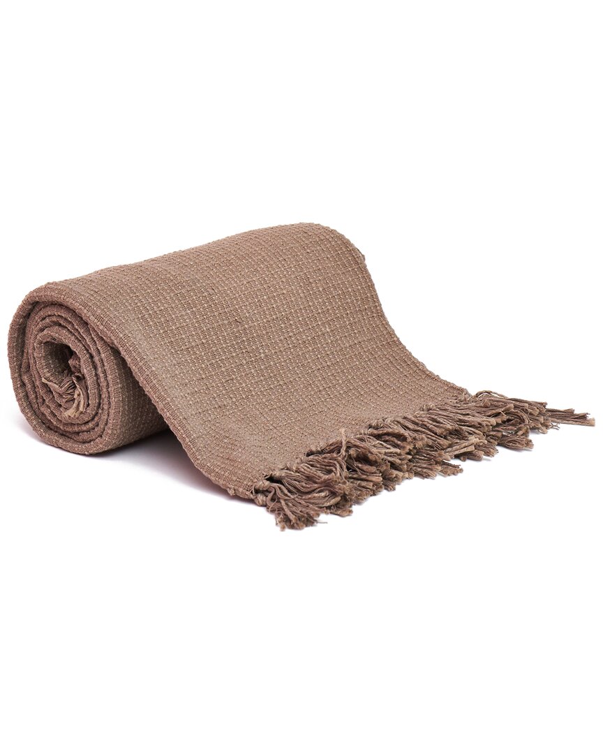 Harkaari Square Stitch Pattern Throw With Fridge Ends In Taupe