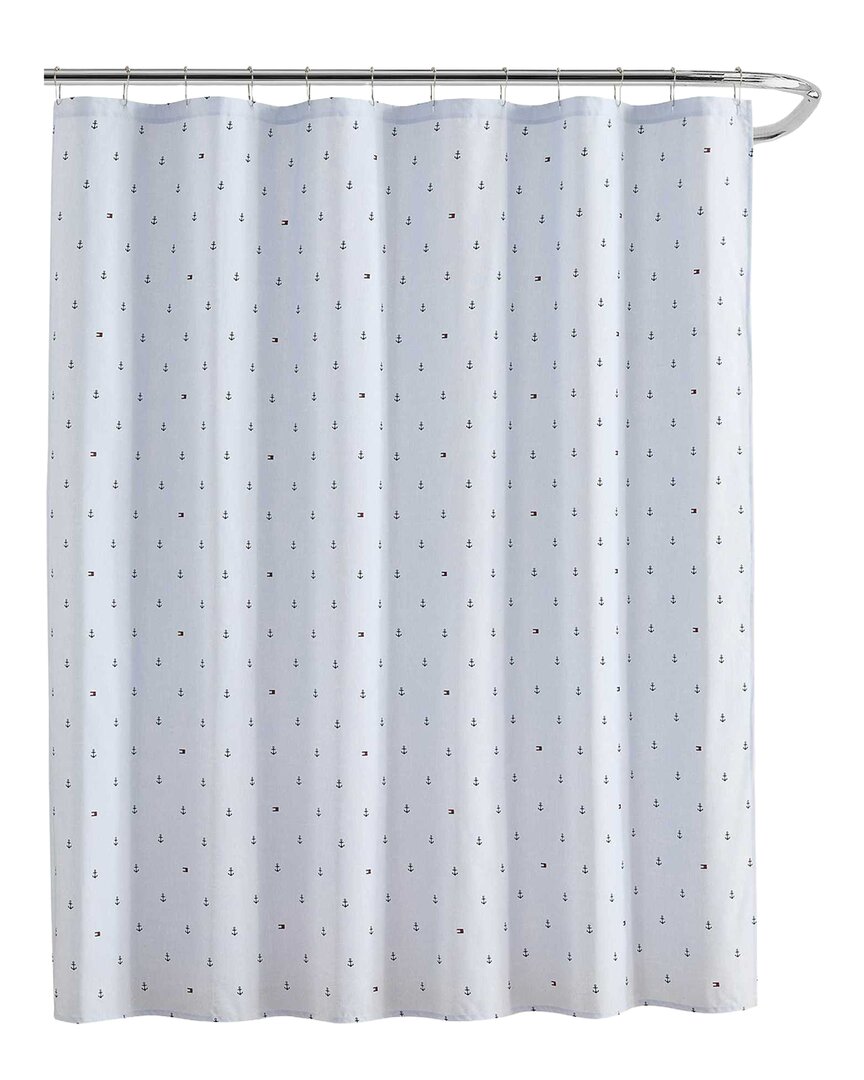 Tommy Hilfiger Anchor & Flag Shower Curtain In Blue