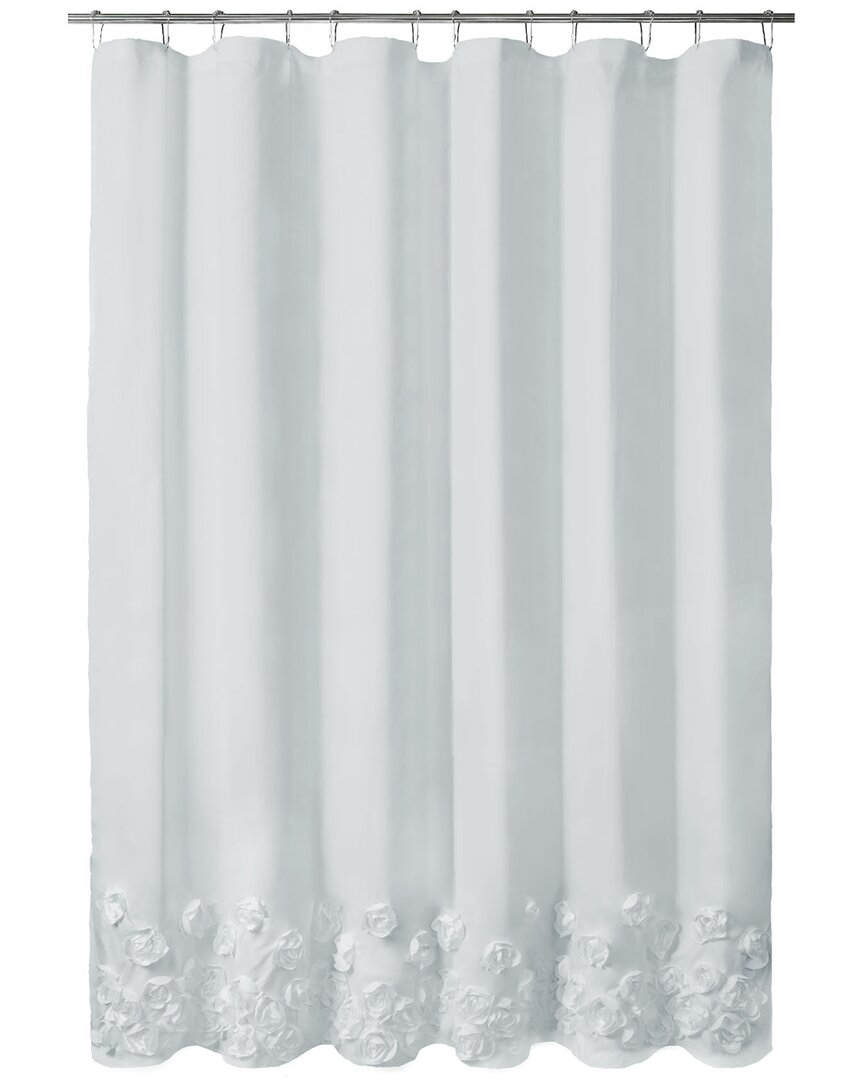 Awesome Home Floral Ruffle Shower Curtain In White
