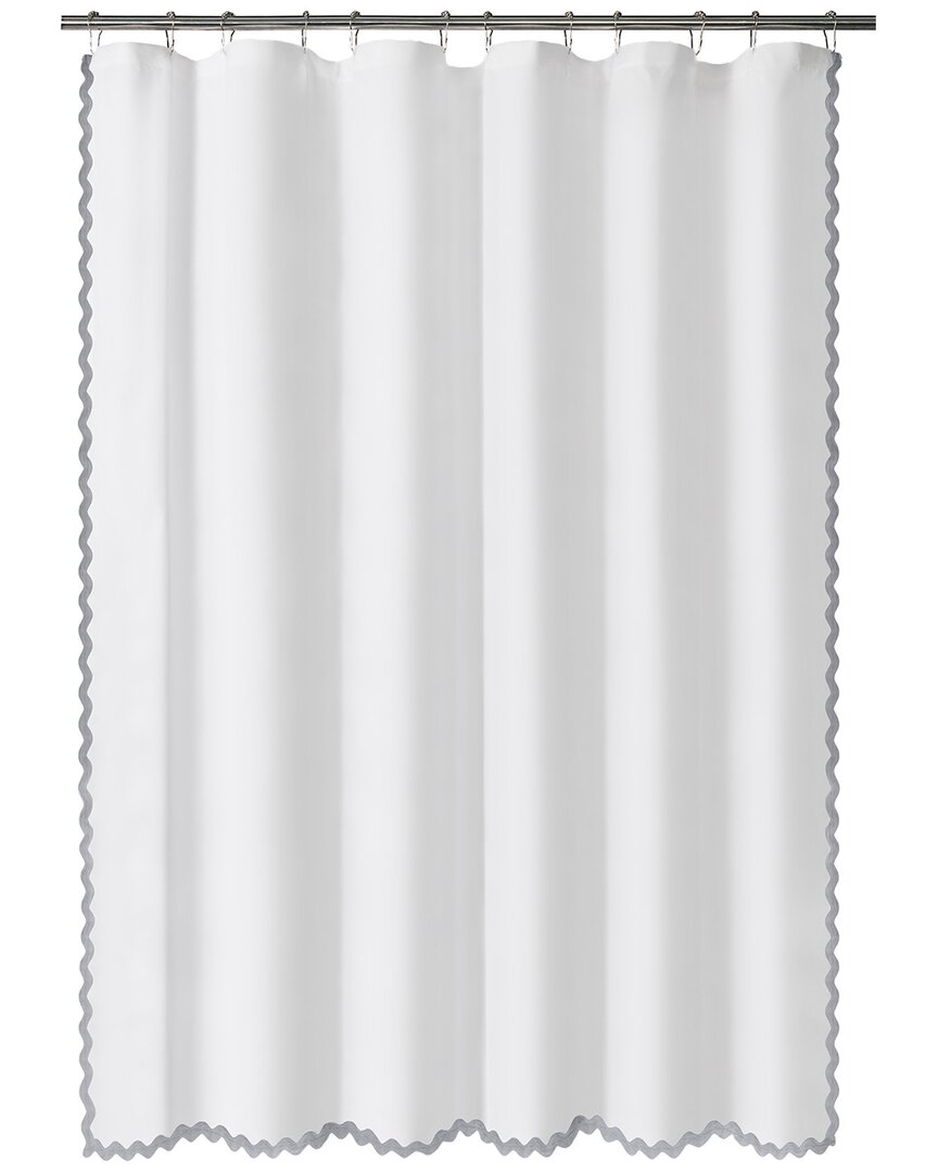 Awesome Home Scalloped Woven Shower Curtain In White
