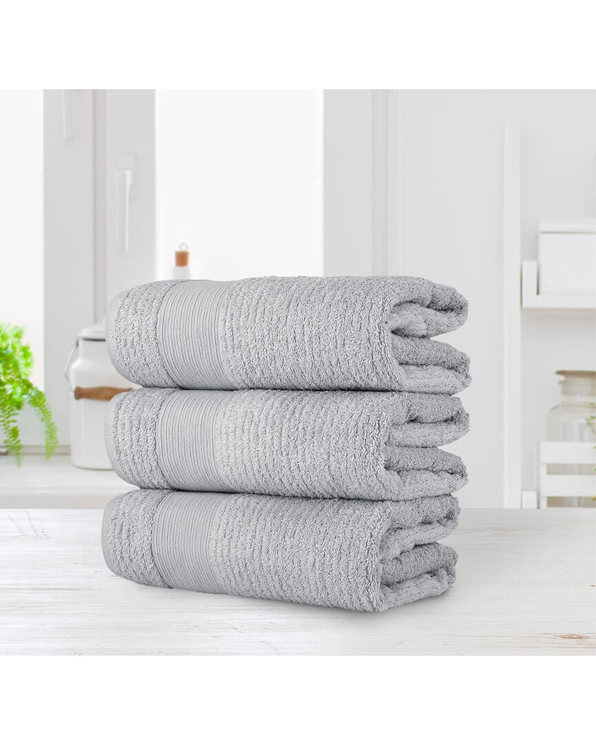 Chic Home Luxurious 3pc Pure Turkish Cotton Bath Towel Set In Grey