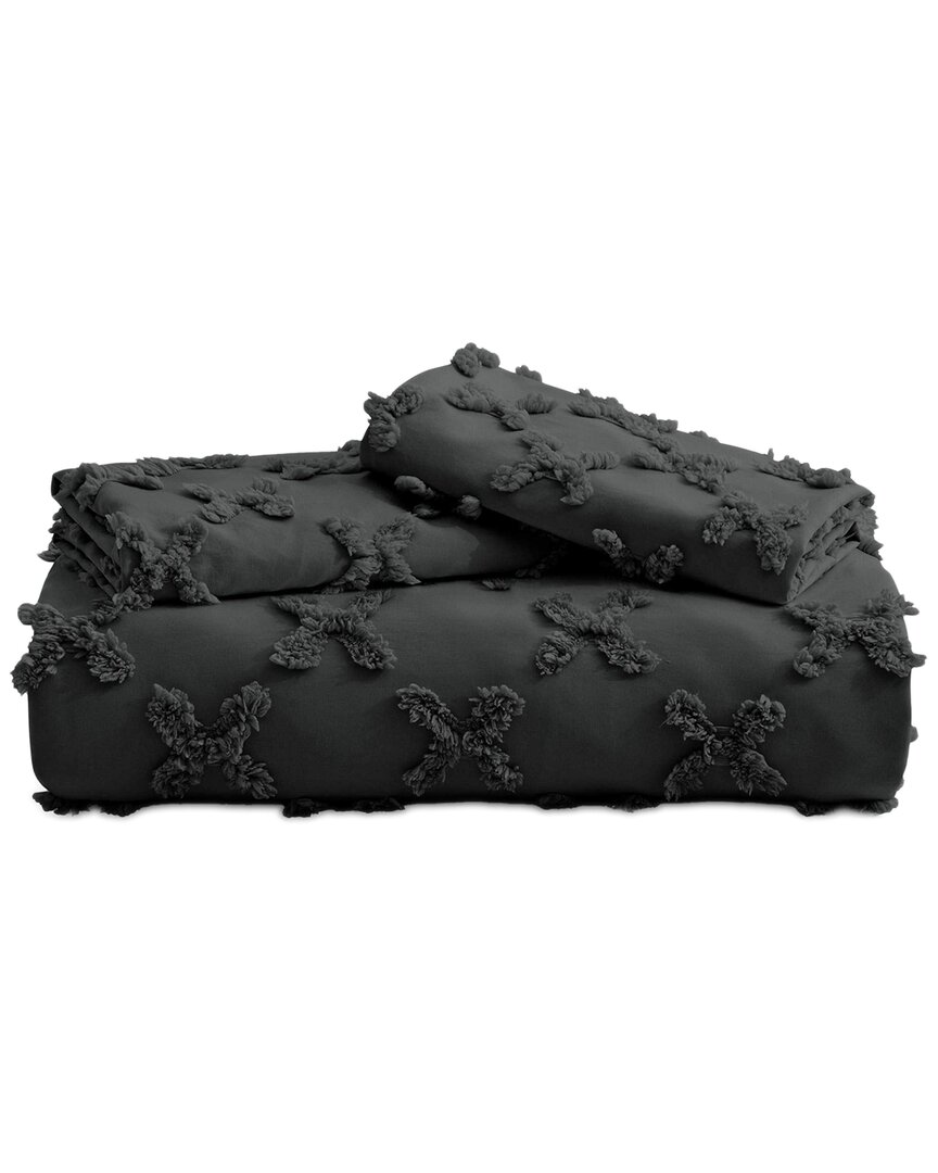 Unikome Clipped Geometric Duvet Cover Set - Black