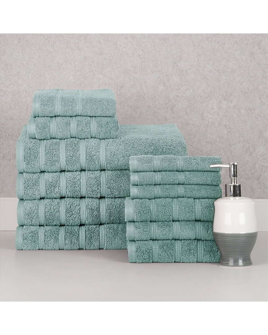 Bibb Home 12pc Zero Twist Egyptian Cotton Towel Set In Blue