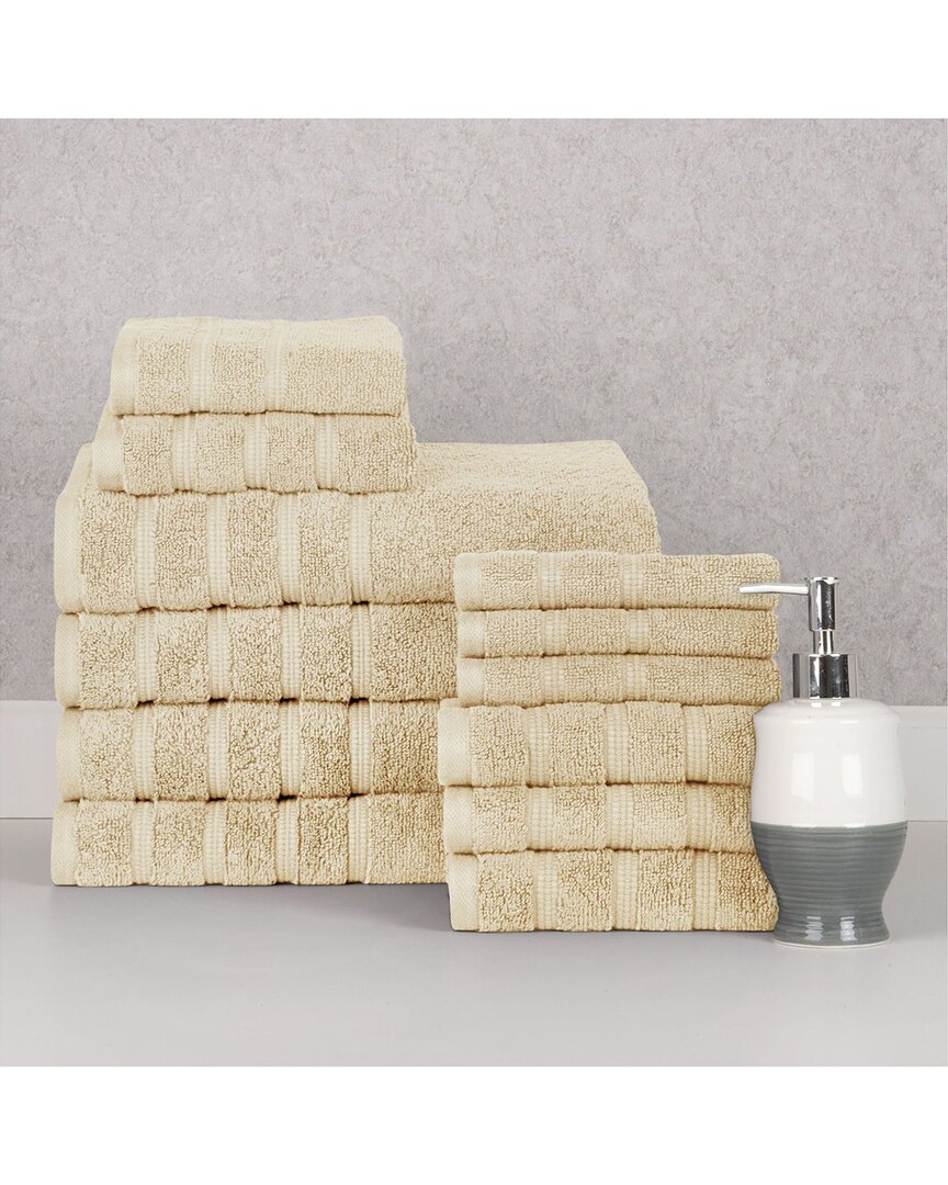 Bibb Home 12pc Zero Twist Egyptian Cotton Towel Set In Multi