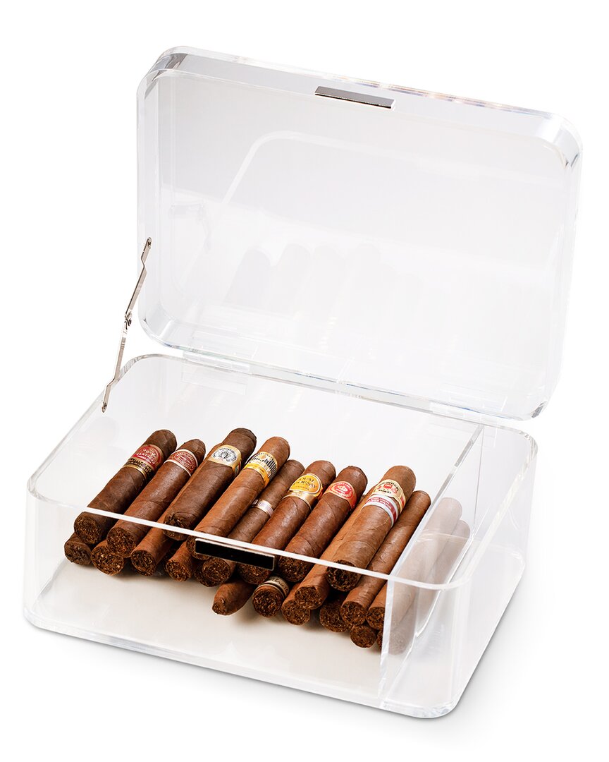 Bey-berk 60-cigar Acrylic Humidor With Magnetic Closure In Clear
