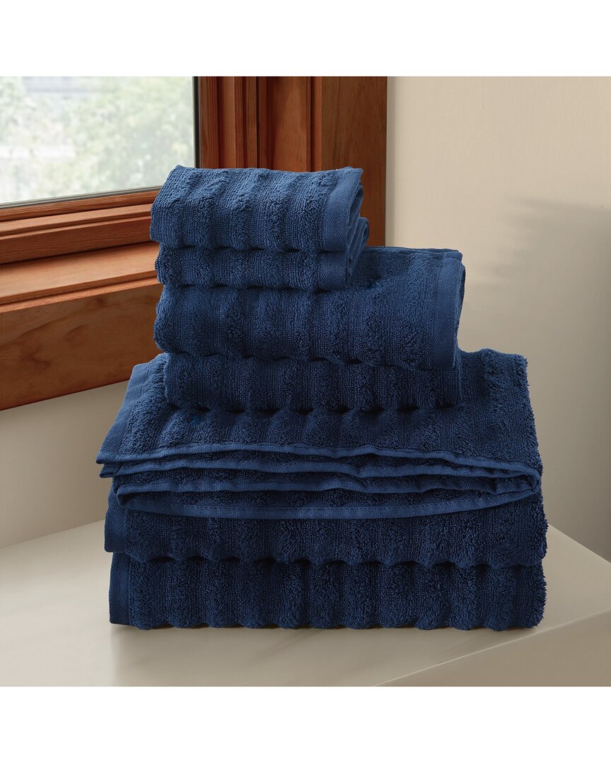 Royal Velvet Textured 6pc Towel Set In Navy