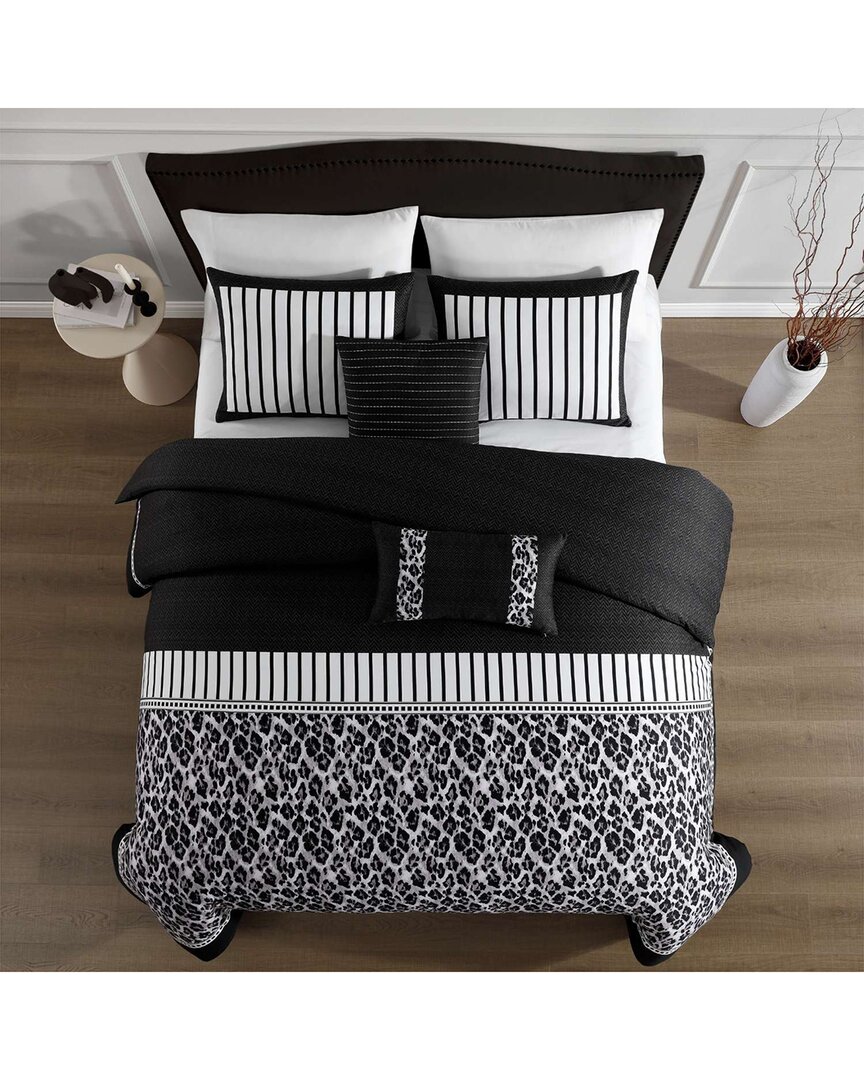Bebejan 220 Thread Count Jaguar Reversible Comforter Set In Black