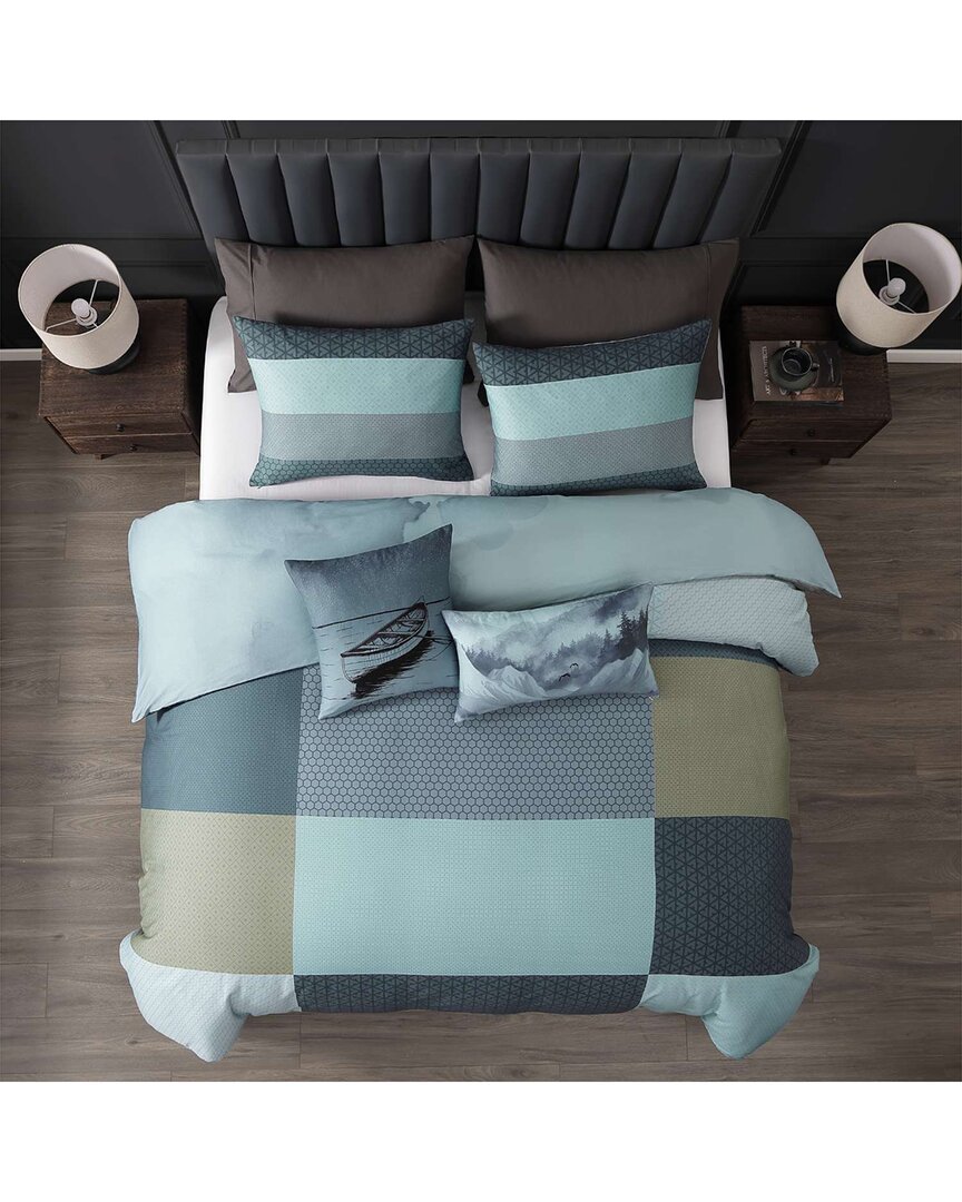Bebejan 220 Thread Count Nature Blues Reversible Comforter Set In Multi