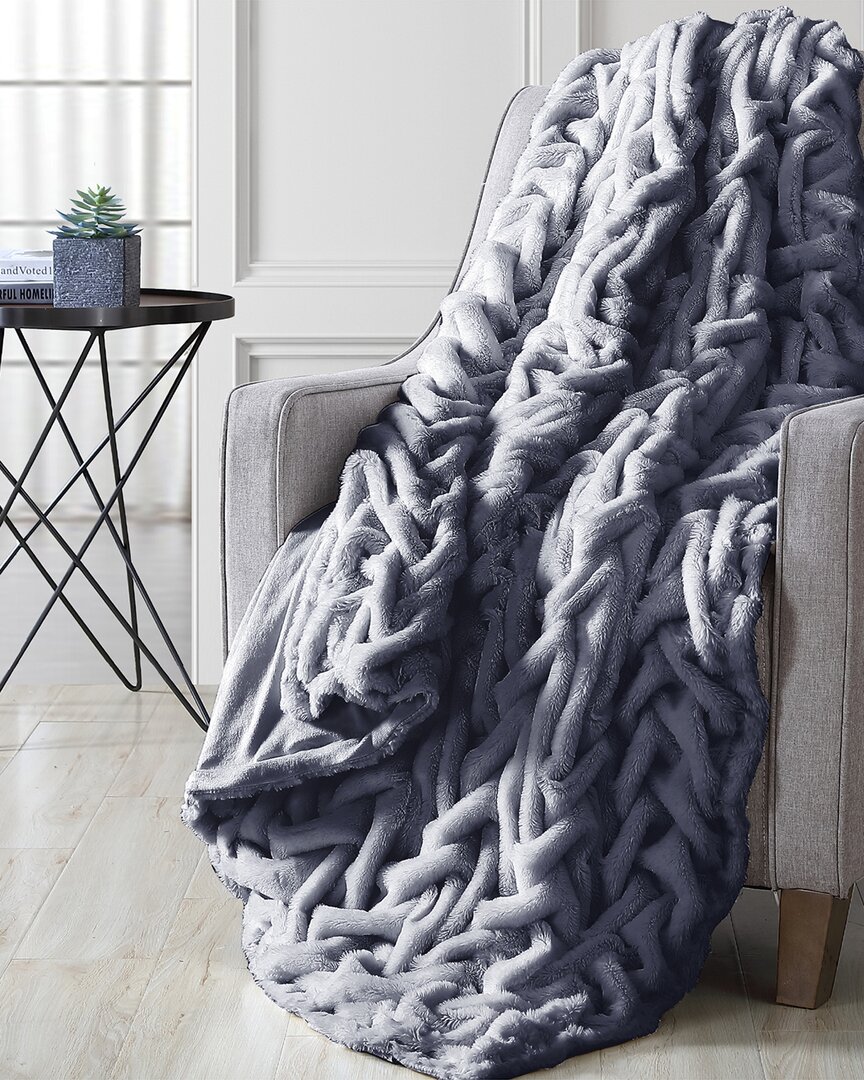 Shop Modern Threads Luxury Braided Faux Fur Throw In Grey
