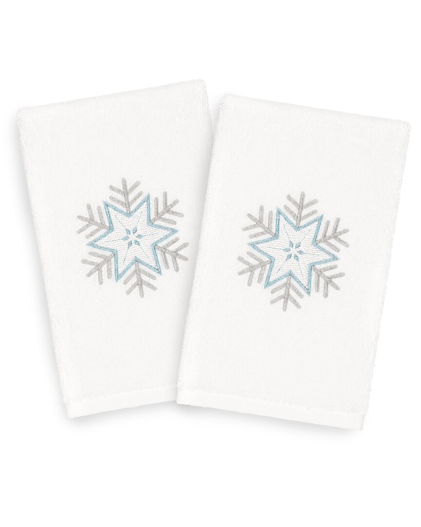 Linum Home Textiles Christmas Crystal White Hand Towels (set Of 2)