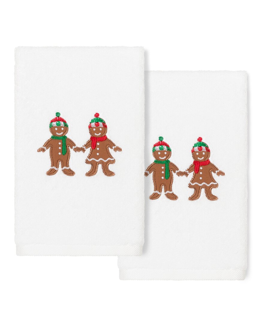 Linum Home Textiles Christmas Gingerbread White Hand Towels (set Of 2)