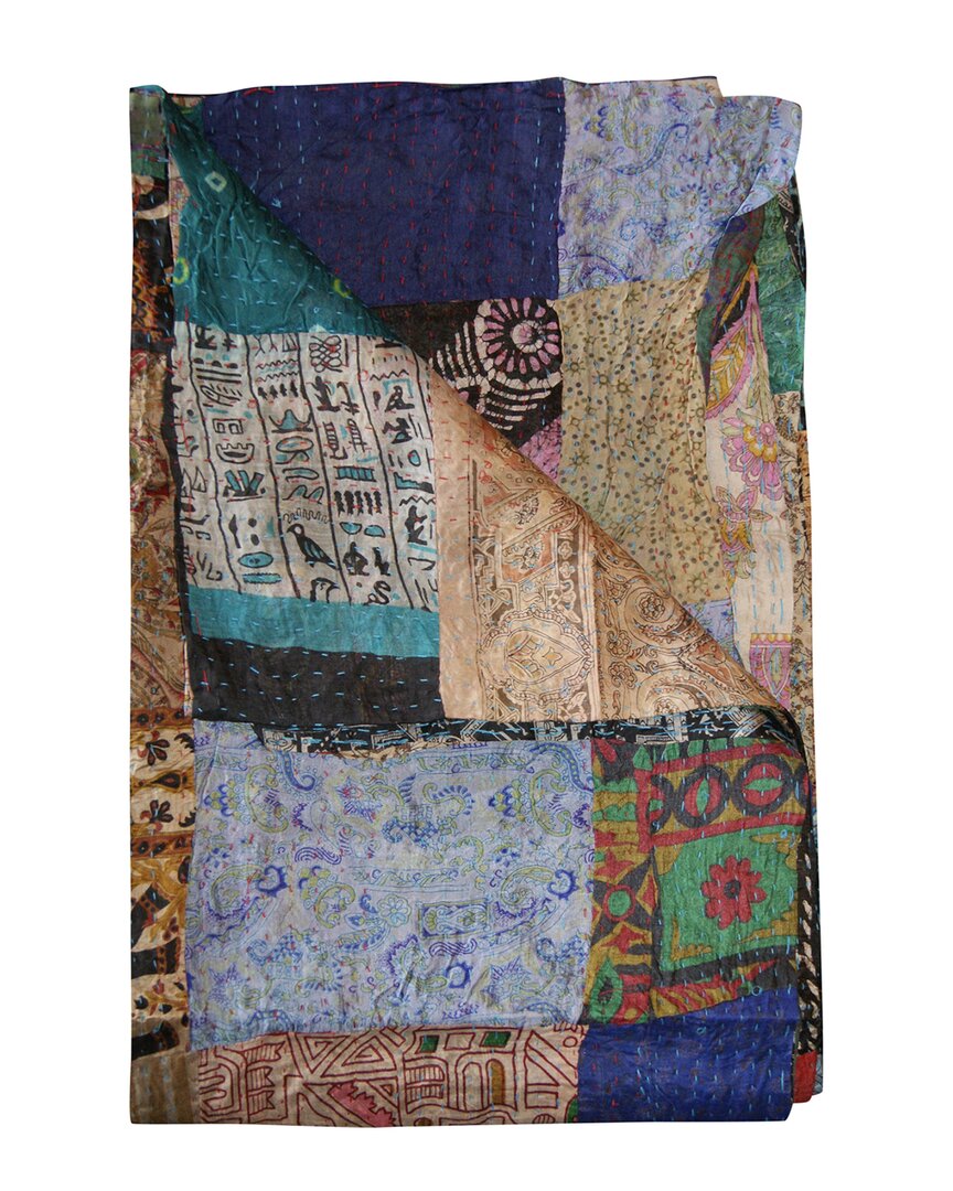 Taj Hotel Natural Group Kantha Silk Throw In Brown