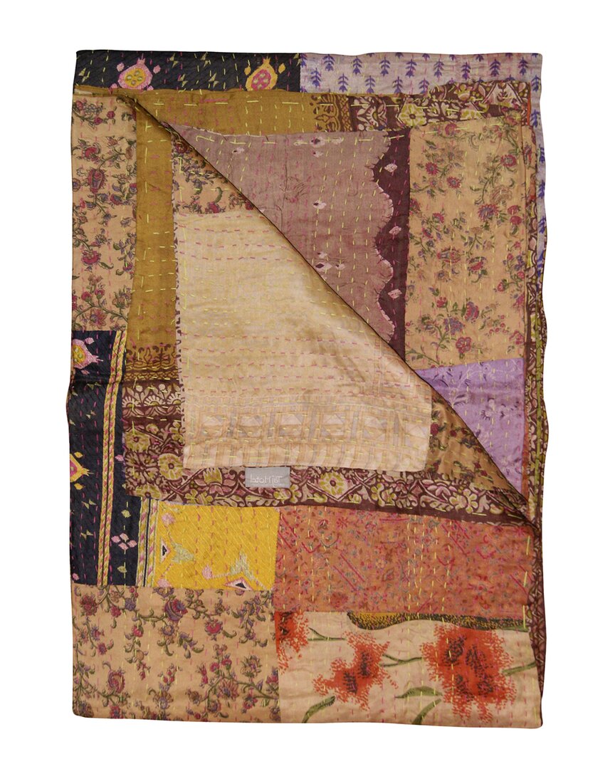 Taj Hotel Natural Group Kantha Silk Throw In White