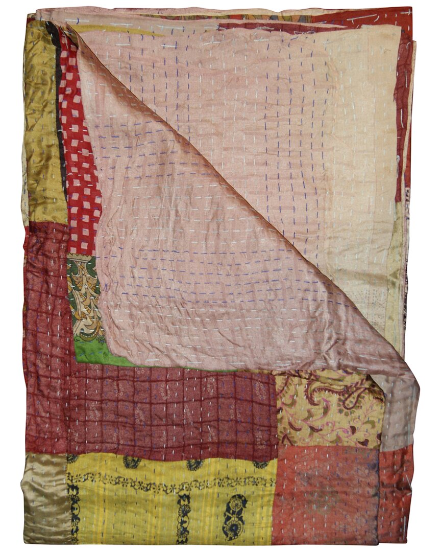 Taj Hotel Natural Group Kantha Silk Throw In Red