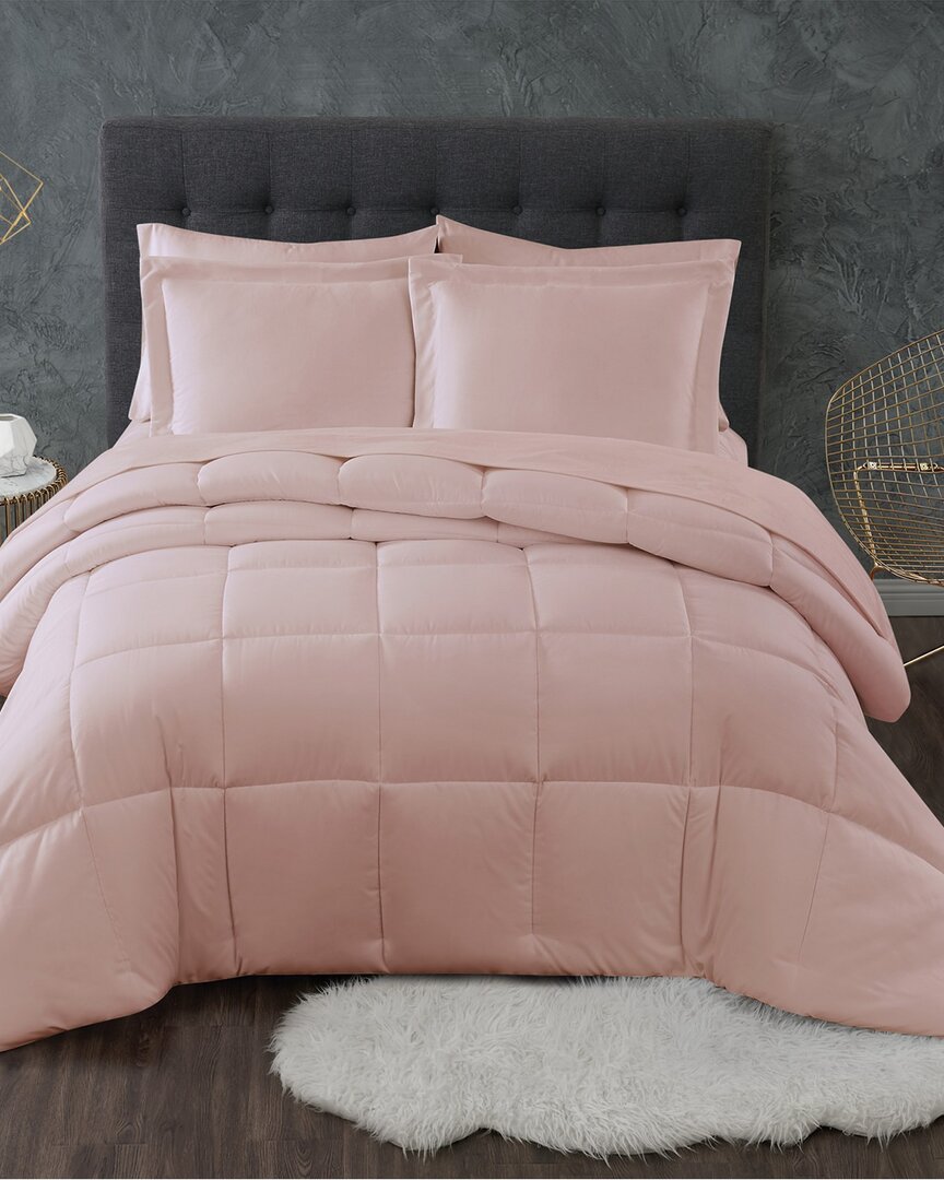 Truly Calm Antimicrobial Down Alt Blush 3pc Comforter Set In Pink