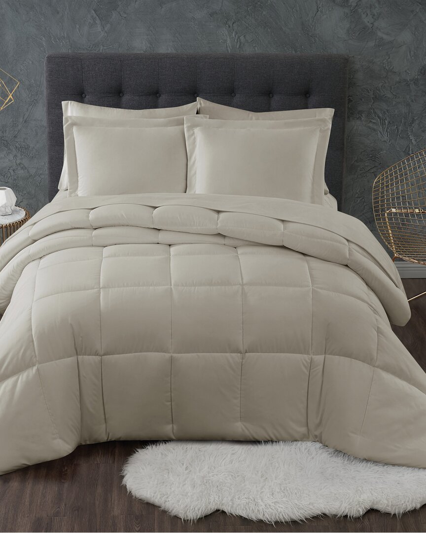 Truly Calm Antimicrobial Down Alt Khaki 3pc Comforter Set