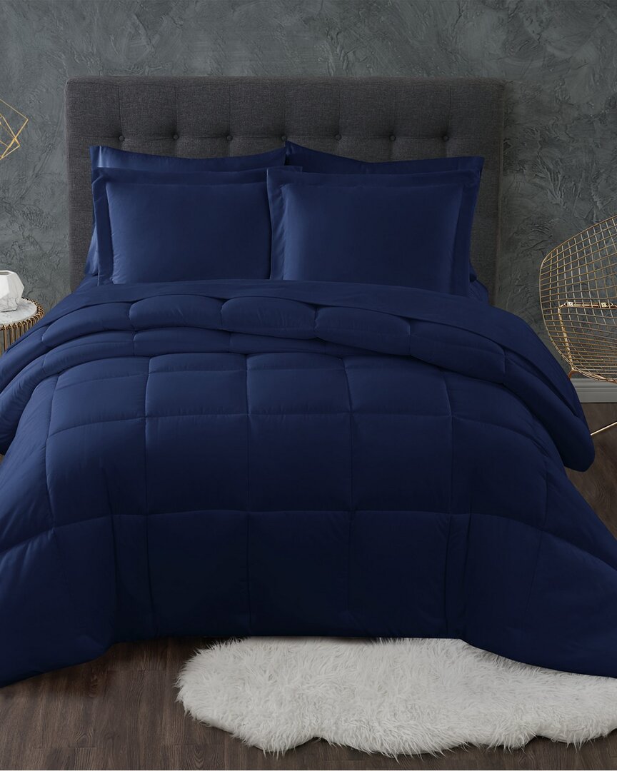 Truly Calm Antimicrobial Down Alt Navy 3pc Comforter Set
