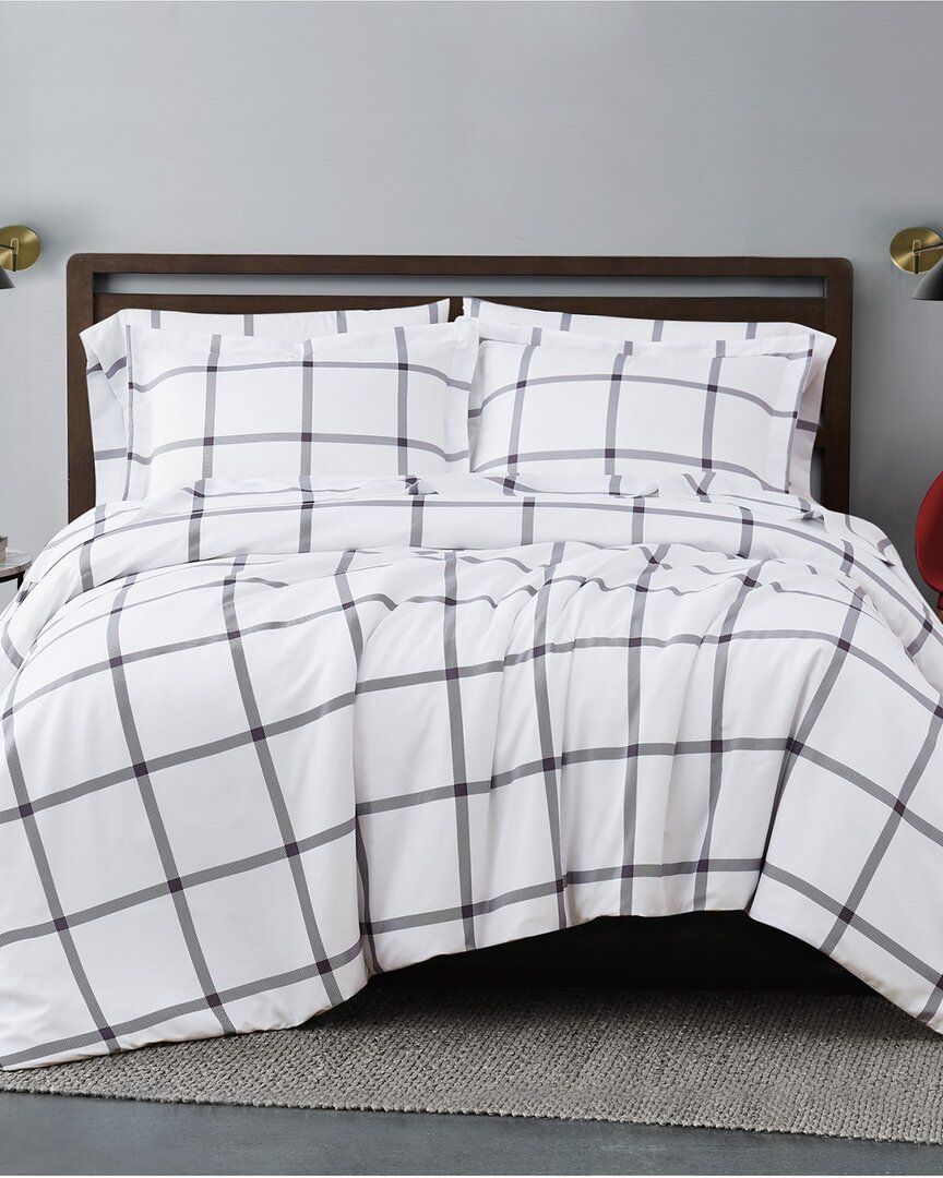 Shop Truly Soft Printed Windowpane White Charcoal 3pc Comforter Set