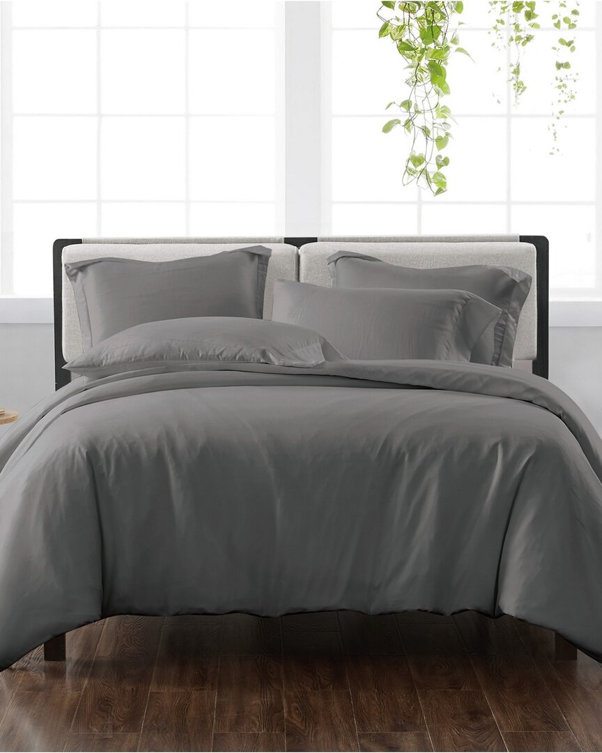 Cannon Solid Grey 3pc Duvet Cover Set