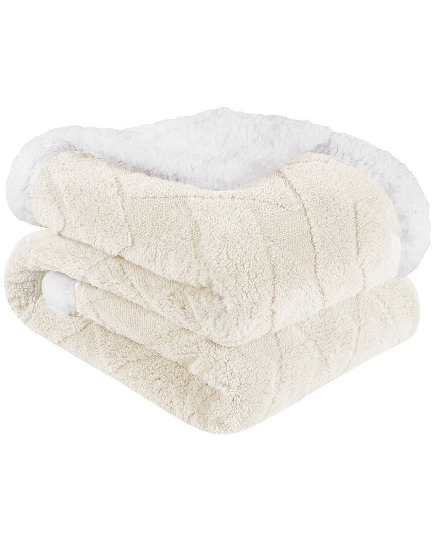 Shop Superior Reversible Jacquard Lattice Fleece Plush Sherpa Blanket