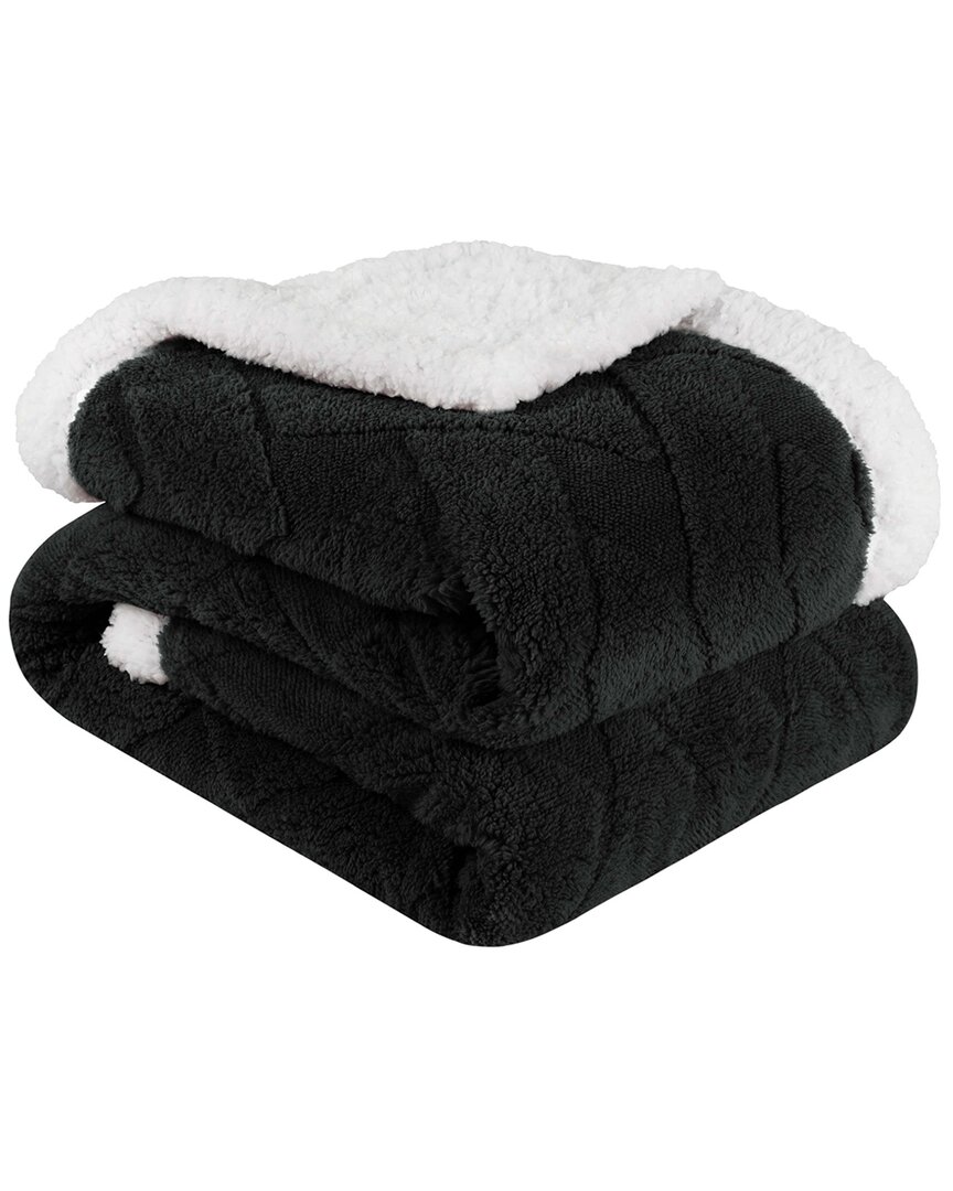 SUPERIOR SUPERIOR REVERSIBLE JACQUARD LATTICE FLEECE PLUSH SHERPA BLANKET 
